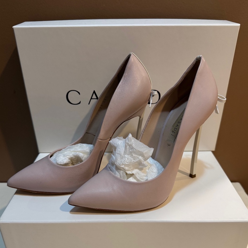 Casadei Pellame Pink Stilettos with Bow - Size 35 1/2 - Worn Once!